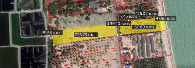 พื้นที่ดิน ที่ดินติดหาดทรายแก้ว ท่าศาลา จ.นครศรีธรรมราช ใหญ่ขนาด 2 ตร.วา 1 Ngan 12 RAI  61283750 THAI BAHT ดีลเด็ด! รูปร่างสี่เหลี่ยมผืนผ้า, ติดถนน และติดทะเล เหมาะสำหรับนำไปพัฒนาเป็นบ้านพักตากอากาศ, รีสอร์ต หรือโรงแรมติดทะเล